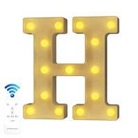 YOUZONE Newly Upgrade LED Letter Lights Marquee Alphabet Light Up Letters with Remote Control Timer Dimmable Battery Powered for Events Wedding Party Birthday Home Bar Decoration (RC-H)
