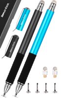 Dimples Excel 2 in 1 Precision Stylus with Fine Point Tip Disc and Hybrid Fiber Tip - 4 Replacement Discs and 2 Micro-Knit Hybrid Fiber Tips, 2 Pack