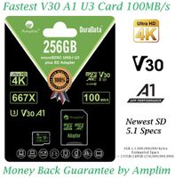 256GB Micro SD Card Plus Adapter. Amplim MicroSD SDXC Memory Card Pack (100MB/s 667X V30 A1 Class 10 U3 UHS-I) 256 GB MicroSDXC TF Card Flash - Cell Phone, Drone, Camera, GoPro, Fire, Nintendo, DJI