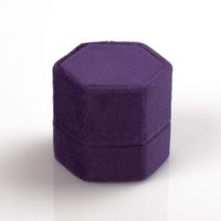 Koyal Wholesale Velvet Ring Box, Deep Purple, Hexagon Vintage Wedding Ceremony Ring Box with Detachable Lid, 2 Piece Engagement Ring Box Holder, Modern Proposal Idea, Slim Ring Box Display