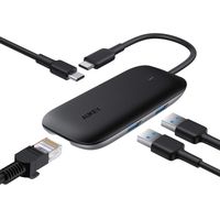AUKEY USB C Hub Ethernet Adapter (4 in 1) with 2 USB 3.0 Ports, USB-C Data Port and Ethernet Port USB Type C Hub Compatible with MacBook Pro 2019/2018, Chromebook Pixel and More