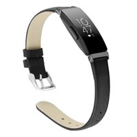 CAVN Leather Bands Compatible with Inspire/Inspire HR for Women Men, Genuine Leather Slim Replacement Wristbands Bracelet Accessories Classic Leather Strap (S (6.0"-7.8"), Black)