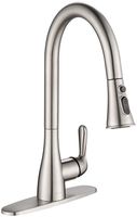 AguaStella AS98BN Brushed Nickel Kitchen Sink Faucet with Pull Down Sprayer Single Handle with Deck Plate