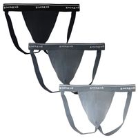 Papi Men's 3-Pack Premium Performance Cotton Jock Strap, Black/Charcoal, Small