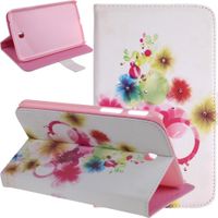 Galaxy Tab 3 7.0 Case,Butterfly Fairy and Flower Inlaid Shiny Glitter Diamond Pu Leather Flip Protective Case Cover for Samsung Galaxy Tab 3 7.0 P3200/ P3210/ T210/ T211,Colorful Flowers