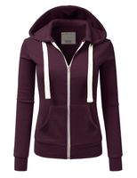 Doublju Lightweight Thin Zip-Up Hoodie Jacket for Women with Plus Size Plum Medium