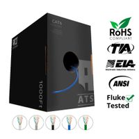 CAT6 Plenum (CMP) Cable, 1000FT | Fluke Test Passed | 23AWG 4Pair, Solid 550MHz Network Cable Unshielded Twisted Pair (UTP), Available in Blue, White, Green, Gray & Black