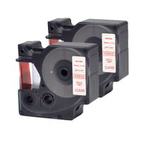 2PK D1 Durable Labels 45802 Red on Clear Dymo Labeling Cassette Compatible for LabelManager 350D 400 500TS(3/4"W x 23'L)