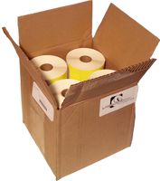 4" x 2" Floodcoated Top-Coated Direct Thermal Labels (Light Visible) with 4" O.D. Perforated Each, Wound Out, 1" Core, 8820 Labels/Case, 735 Labels/Roll, 12 Rolls/Case - Yellow