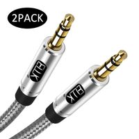 AUX Cable [Ultra-Durable,Hi-Fi Sound Quality] Ekable Nylon Braided Aux Cord Compatible for Car/Home Stereos,Speaker,Headphones,Sony,Headphones,Sony,Echo Dot,Beats and More(4.9Ft/1.5M, Grey)