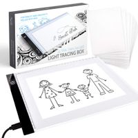 Ultra Thin LED Light Box for Tracing and Drawing, Portable A4 Lightbox for Kids and Adult with Adjustable Brightness and Ruler, USB Powered Projector Kit for Arts and Crafts, Free 10 Tracer Paper