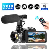 Video Camera Camcorder FHD 1080P Digital Camera 24.0MP 16X Digital Zoom 3.0 Inch LCD 270 Degrees Rotatable Screen for Selfie Pause Function with External Microphone (Two Batteries) (Black-1)