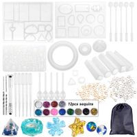 Heflashor 83 Pcs Resin Molds DIY Silicone Molds for Resin Silicone Casting Molds for DIY Jewelry Craft Making Epoxy Resin Mold Cube Pyramid Sphere