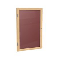 Ghent 2" x 1 1/2" 1 Door Enclosed Flannel Letter Board, Burgundy Letter Panel, Oak Finish (PW121 1/2B-BG)