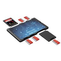DiMeCard-SD: SD + microSD Memory Card Holder Case ELECTRIC BLUE (credit card size holder, writable label)