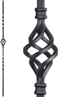 Satin Black 16.1.3-T Single Basket Hollow Iron Baluster for Staircase Remodel, Box of 5