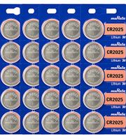 Murata CR2025 Battery 3V Lithium Coin Cell - Replaces Sony CR2025 (25 Batteries)