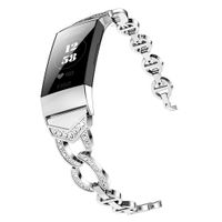 VEAQEE Compatible with Charge 3 Bands for Women, Charge 3 SE Bands Large Small, Premium Metal Straps Bracelet Wristbands Accessories for Charge 3 Watch Bands (Silver)
