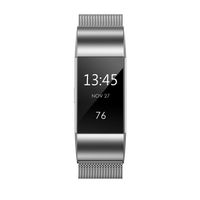 QusFy Metal Band Compatible with Fitbit Charge 2, Slim Thin Stainless Steel Metal with Magnetic Closure Replacement Accessories Small Large for Women Men, Black, Silver, Champagne, Rose Gold, Colorful