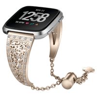 KIMILAR Bracelet Bands Bling Bands Compatible with Fitbit Versa Metal Bands, Women Stainless Steel Rhinestones Replacement Strap Jewelry Bracelet Wristbands with Adjustable Lock (Gold)