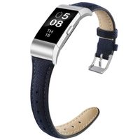 NAHAI Bands Compatible with Fitbit Charge 2, Thin Narrow Breathable Canvas Fabric Replacement Bands Slim Sport Strap Wristband for Fitbit Charge 2, Women Men, Large, Blue