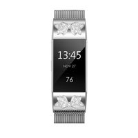 QusFy Metal Band Compatible with Fitbit Charge 2, Slim Thin Stainless Steel Metal with Magnetic Closure Replacement Accessories Small Large for Women Men, Black, Silver, Champagne, Rose Gold, Colorful