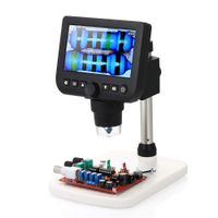 Microscope, KKmoon Digital Inspection Microscope 4.3" LCD 800X Magnicication TV Output 3.0MP Video & Photo Capture Magnifier with Stand and 8pcs LED Adjustable Light Source