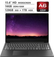 2019 Newest Lenovo Ideapad S145 15.6" HD TN Widescreen Laptop, AMD A6-9225 Processor up to 3.00GHz, 16GB RAM, 128GB PCIe NVMe M.2 SSD + 1TB HDD, HDMI, Wireless-AC, Bluetooth, Windows 10, Granite Black