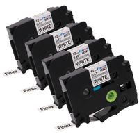 Fimax 4 Packs Compatible for Brother P-Touch TZe-S231 TZS231 TZeS231 1/2'' Extra Strength Laminated Label Tapes Black on White 0.47 Inche 26.2ft (12mm/8m)[Upgrade TZe-231]
