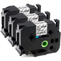 Label KINGDOM Compatible with P-Touch TZe151 TZ151 TZe-151 TZ-151, Black on Clear, Standard Laminated Label Tape, 24mm x 8m, 0.94 Inch x 26.2 Feet, Use for PT-D600 PT-P700 PT-P900W Label Maker, 3-Pack