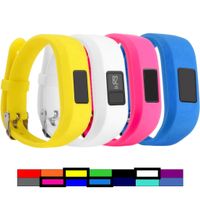 Dunfire for Garmin Vivofit 3 and Vivofit JR, Colorful Accessory Wristbands and Clip Case for Garmin Vivofit 3 and Vivofit JR (4PCS - Yellow&White&Pink&Sky Blue, Small for Kids)