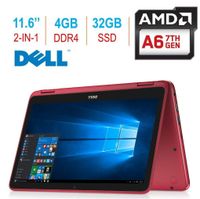 Dell i3185-A982RED 2018 Newest Inspiron 3000 11.6" 2-in-1 Touchscreen Laptop/Tablet PC, 7th Gen AMD A6-9220e 2.5GHz Processor
