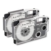 Wonfoucs Compatible Label Maker Tape Replacement for Casio XR-9WE2S XR-9WE 9mm Labeling Tape Compatible with Casio KL-100 KL-120 KL60 KL-750 KL-780 KL-7200 KL-700 Label Maker, Black on White, 2 Pack