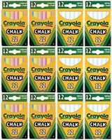 Crayola Chalk Sticks, 6 White Boxes + 6 Colored Boxes, 12 Sticks Per Box (Total 144 Chalk Sticks)