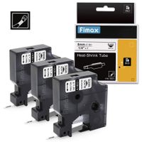 Fimax Compatible DYMO 18051 Rhino Industrial Heat Shrink Tubes 1/4 Inch Tape Replacement, for DYMO Rhino 5000 5200 4200 Label Makers, Black on White, 6mm X 5 Ft, 3 Pack