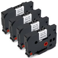 JetSir 4 Pack Compatible Replacement for Brother TZe231 TZe-231 TZe 231 Label Tape Black on White,Work for Brother PT-D210 PT-H100 Label Maker, 0.47 Inch x 26.2 Feet (12mm) x(8m)