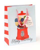 Zoomerang Confetti Shaker Gumball Medium Birthday Gift Bag & Tag