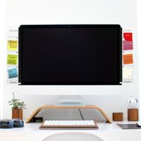 Monitor Memo Board Computer - Monitor Sticky Note Holder - Phone Message Memo Pad Charge Cable - Clip Transparent Message Creative Multifunction Paper Sticky Notes Boards for Cabinets (Left and Right)
