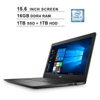 Dell 2019 Inspiron 15 3583 15.6-Inch Premium Laptop - 8th Gen Inter 4-Core i7-8565U up to 4.6GHz, Intel UHD 620, 16GB DDR4 RAM, 1TB SSD (Boot) + 1TB HDD, HDMI, WiFi, Bluetooth, Windows 10