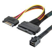 SFF-8643 to SFF 8639 Cable, CableCreation 12GB/s Mini SAS HD Cable Internal Mini SAS SFF 8643 to U.2 SFF 8639 Cable with 15 Pin Female SATA Power Connector, 3 FT,1M