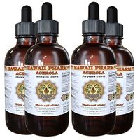 Acerola Liquid Extract, Organic Acerola (Malpighia Glabra) Dried Berry Powder Tincture Supplement 4x4 oz