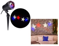 Americana Patriotic Red White & Blue Stars Whirl a Motion LED Projector Light for July 4th!
