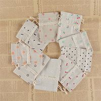 Custom Wedding Lace Sack Handmade Linen Jute Muslin Drawstring Bags Stamped Canvas Fabric Packing Bag Cinch Gift Pouch 25PCS