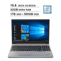 2019 Lenovo Premium ThinkPad E590 15.6 Inch FHD IPS Laptop (Intel Quad-Core i7-8565U up to 4.6 GHz, 32GB RAM, 1TB SSD + 500GB HDD, Intel UHD ?620, Bluetooth, WiFi, HDMI, Windows 10 Pro) (Silver)