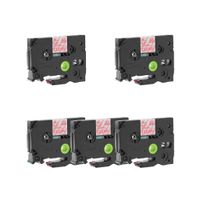 NineLeaf 5 Pack Red on Clear p-Touch Label Tape 12mm Laminated Replacment Compatible for Brother TZe-132 TZe132 TZ132 0.47" for PT-D210 PT-D400AD PT-H110 PT-D600 Label Maker