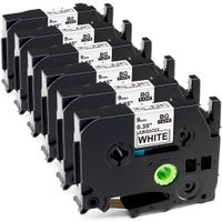 Replace P Touch Label Tapes, 9mm (0.35 Inch) Black on White TZe-221 for Brother P Touch PT-D210 PTH110 PTD600 PTD400AD PT-D210, 26.2 Feet (8M), 6 Pack