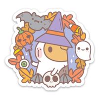 Bubu The Guinea Pig Witchy Halloween Wreath Vinyl Sticker