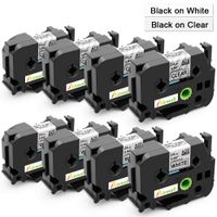 Airmall 8 Pack Compatible 24mm 1 Inch Laminated Black on White/Clear TZ TZe Tape TZe-151 TZe-251 P-Touch Label Tape Compatible with P Touch PT-D600 PT-P700 PT-P900W PT-P950NW