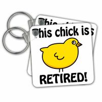 3dRose This Chick is Retired Key Chains, Set of 2 (kc_194298_1)