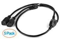 Aurum Cables 3 Prong 1-to-2 Power Cord Splitter Cable - Power Extension Cord - Cable Strip Outlet Saver - Outlet Splitter Electrical Cord - 3 Ft - 16AWG - UL Approved - Black - 5 Pack